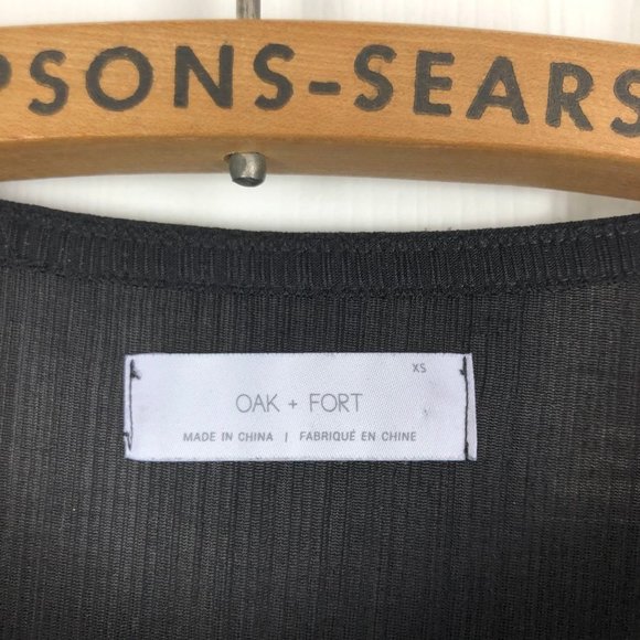 OAK + FORT Black Peplum Cinched Blouse Office Work - Picture 4 of 5